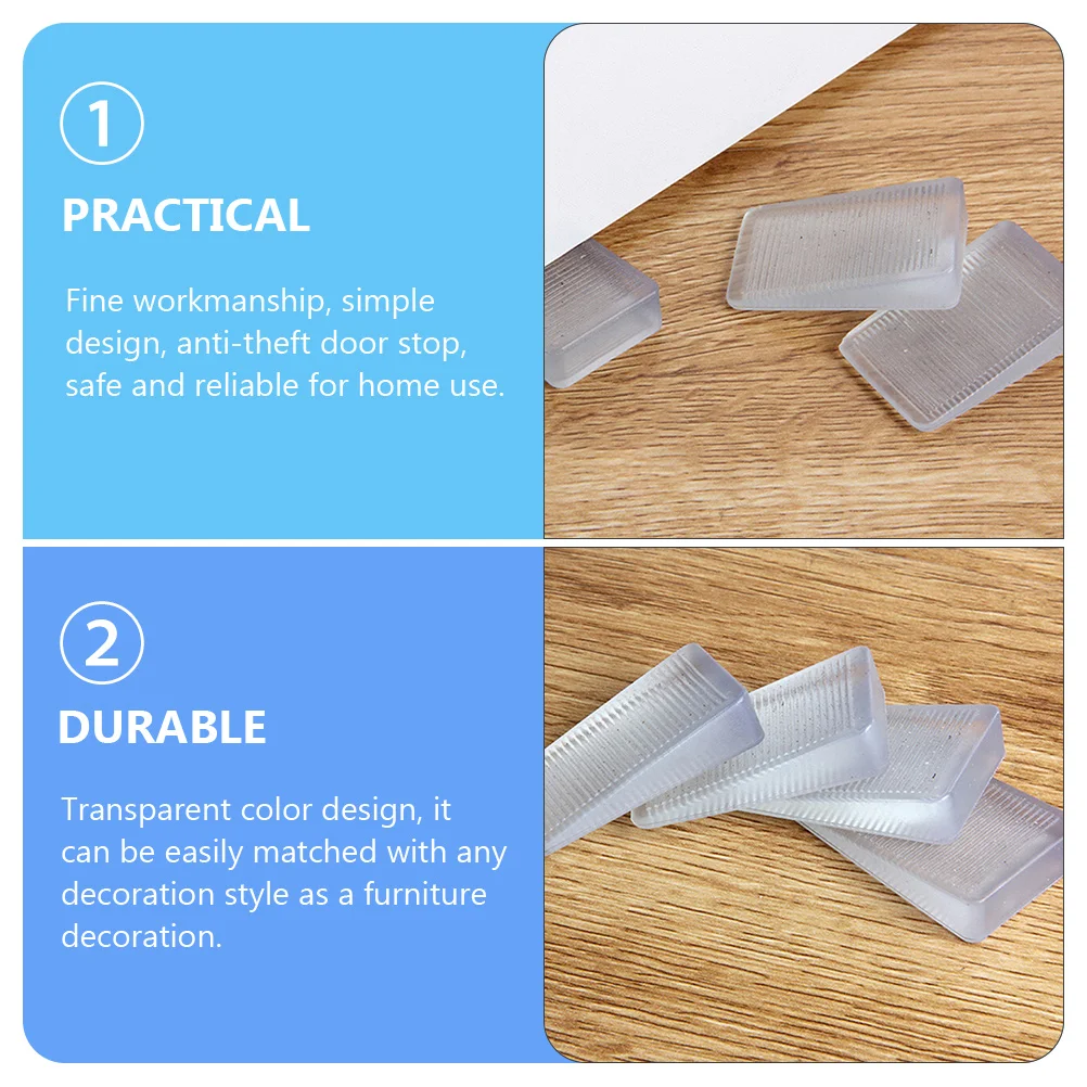 

8Pcs Transparent PVC Door Stoppers Nail-Free Door Wedge Stopper for Home Safety Anti-Pinch Non-Slip Furniture Leveling Shims