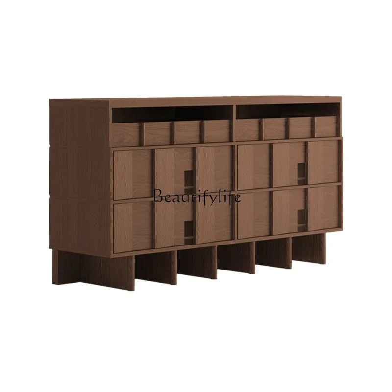 

FG44Teak solid wood chest storage against the wall
