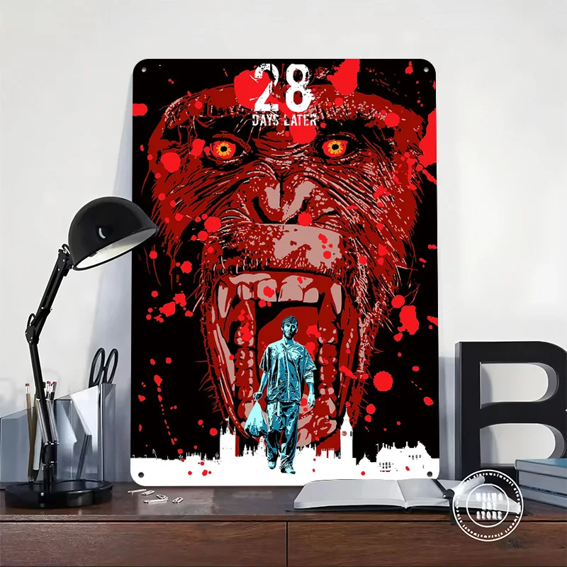 28 Days Later Movie Art 3D Texture Printed Poster Custom Vintage Metal Tin Plate Sign for Wall Art Home Decoration Gaming House
