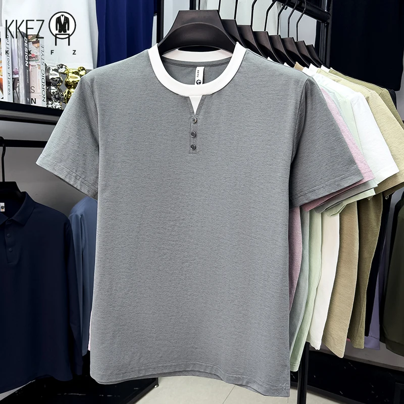 

Mens Lightweight Henley T Shirt With Button Placket Short Sleeve Tops Suitable For Travel And Daily Activities