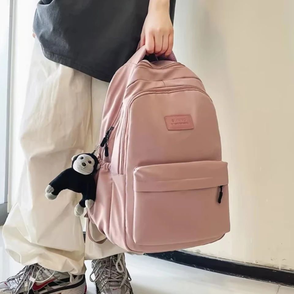 

Solid Color Backpack Women Multi-pocket College Book Bag Casual Laptop Backpacks Men Schoolbag for Teenage School Bags for Girls