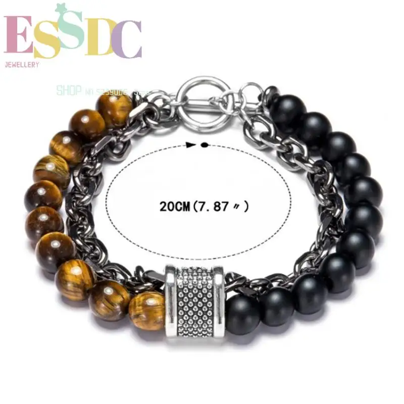 Best Selling Fashion Jewelry Popular Beads Natural and Unique Men's Beaded Bracelets Iron Chain Bracelets Fashion Bracelets
