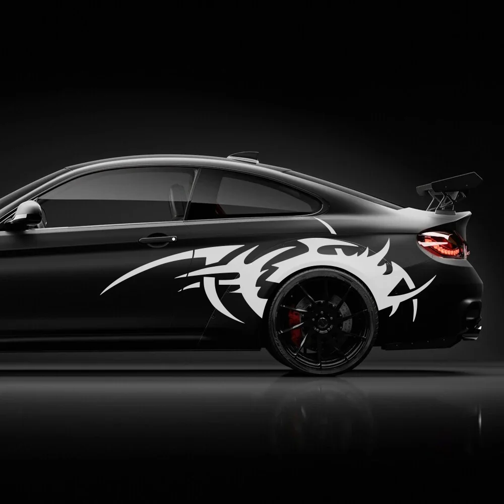 

Автомобильная наклейка с большим пламенным узором, наклейка на боковую кузову, дверь, заднее колесо, крутой стиль, водонепроницаемые автомобильные внешние украшения, аксессуары