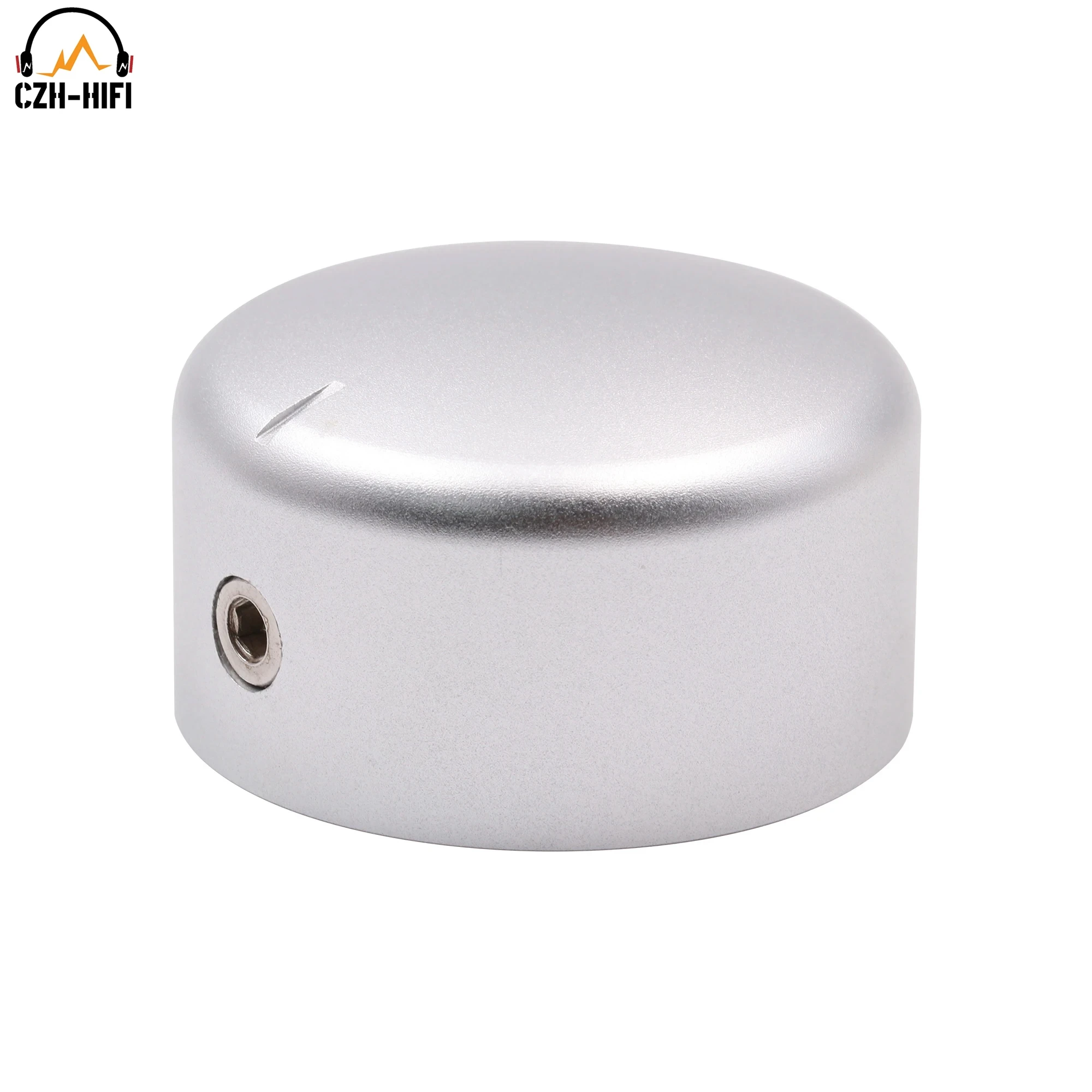 44x25mm srebrna obrabiana solidna aluminiowa gałka do głośnika AMP Vinyle gramofon potencjometr regulacja głośności 1PC
