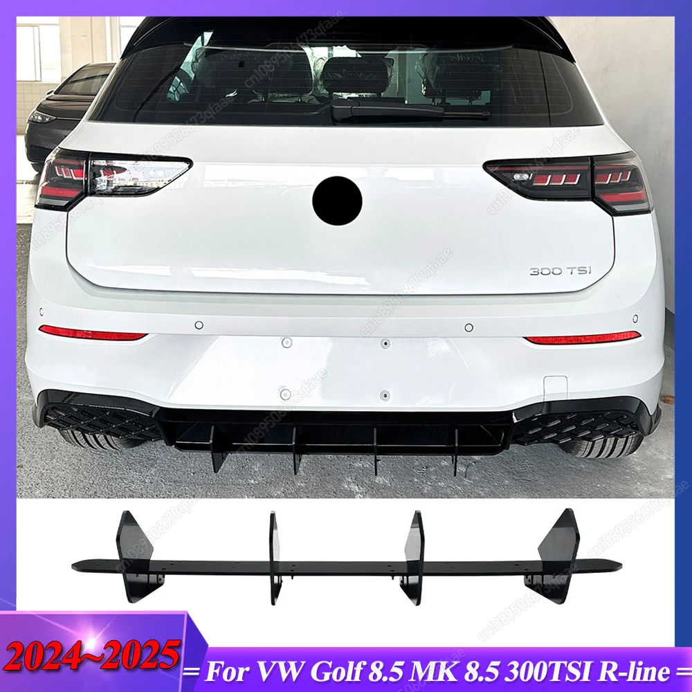ل VW Golf 8.5 MK 8.5 300TSI R-line 2024-2025 سيارة شفة ممتصة للصدمات الخلفية الناشر سبويلر الفاصل ABS بوديكيت ضبط لمعان أسود
