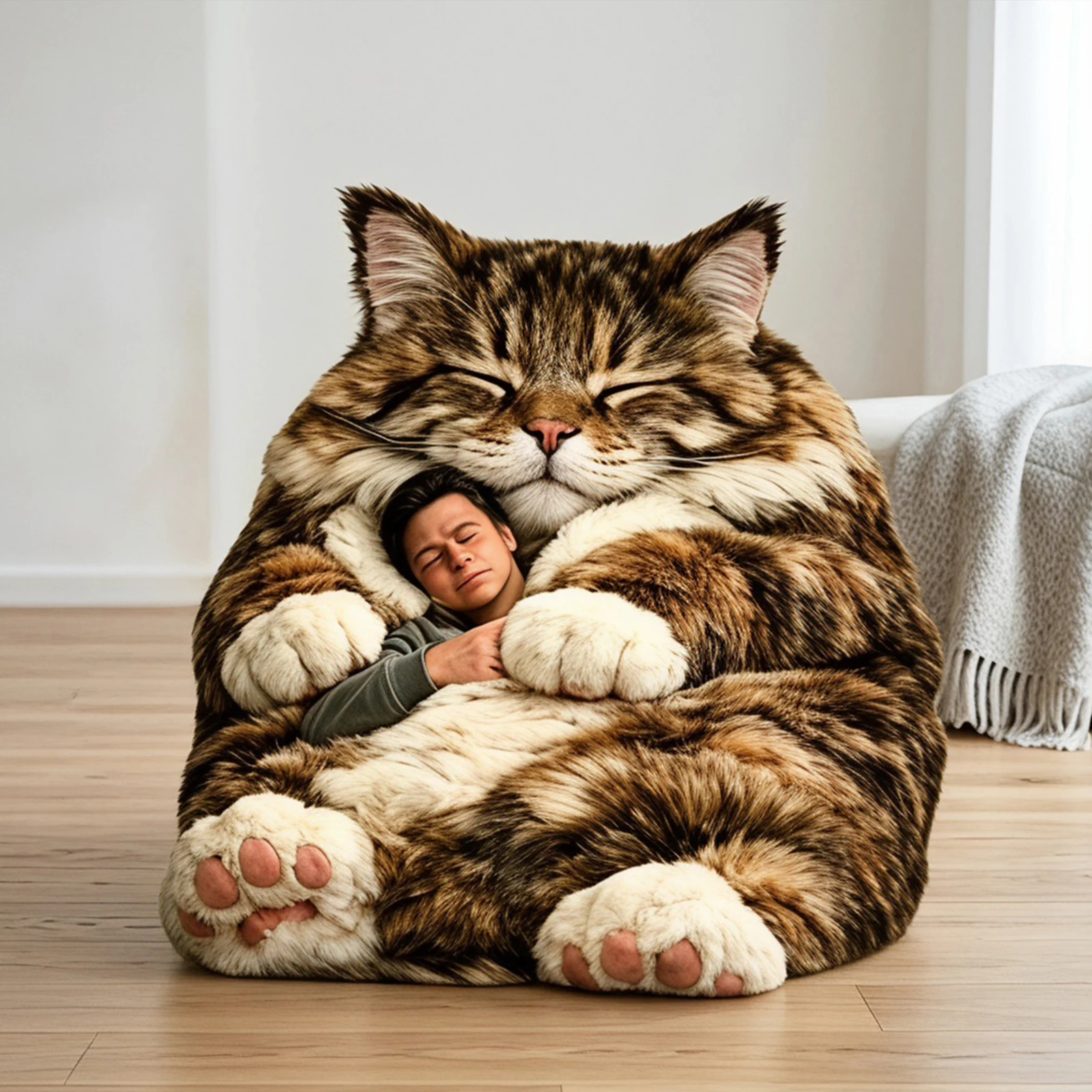 Giant Animal Sleeping Bag Comfortable Soft Warm Plush Bag Washable Cute Cat Envelope Sleeping Bag for Adults Winter Outdoor Use