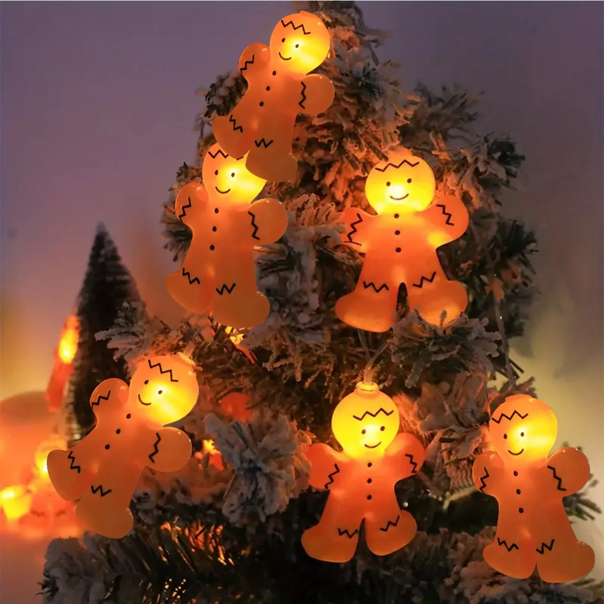 1pc 10/20 LED Ginger Bread Christmas LED String Lights Battery Powered Cute Men Women Ginger Bread Fairy Lamp For Bedroom Decor