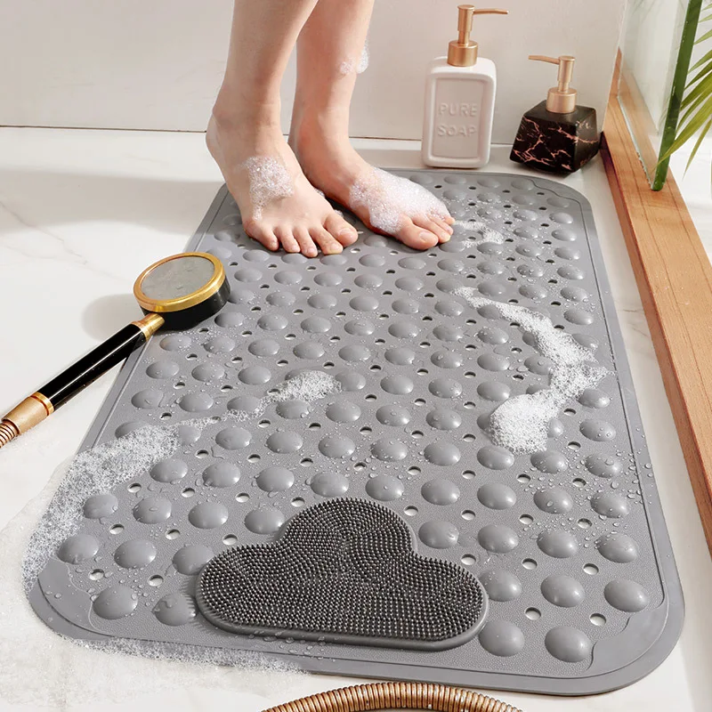 

Bath Mat Household TPE Bathroom Anti-skid Floor Mat Shower Room Suction Cup Shower Mat Hollow Drainage Massage Foot Mat