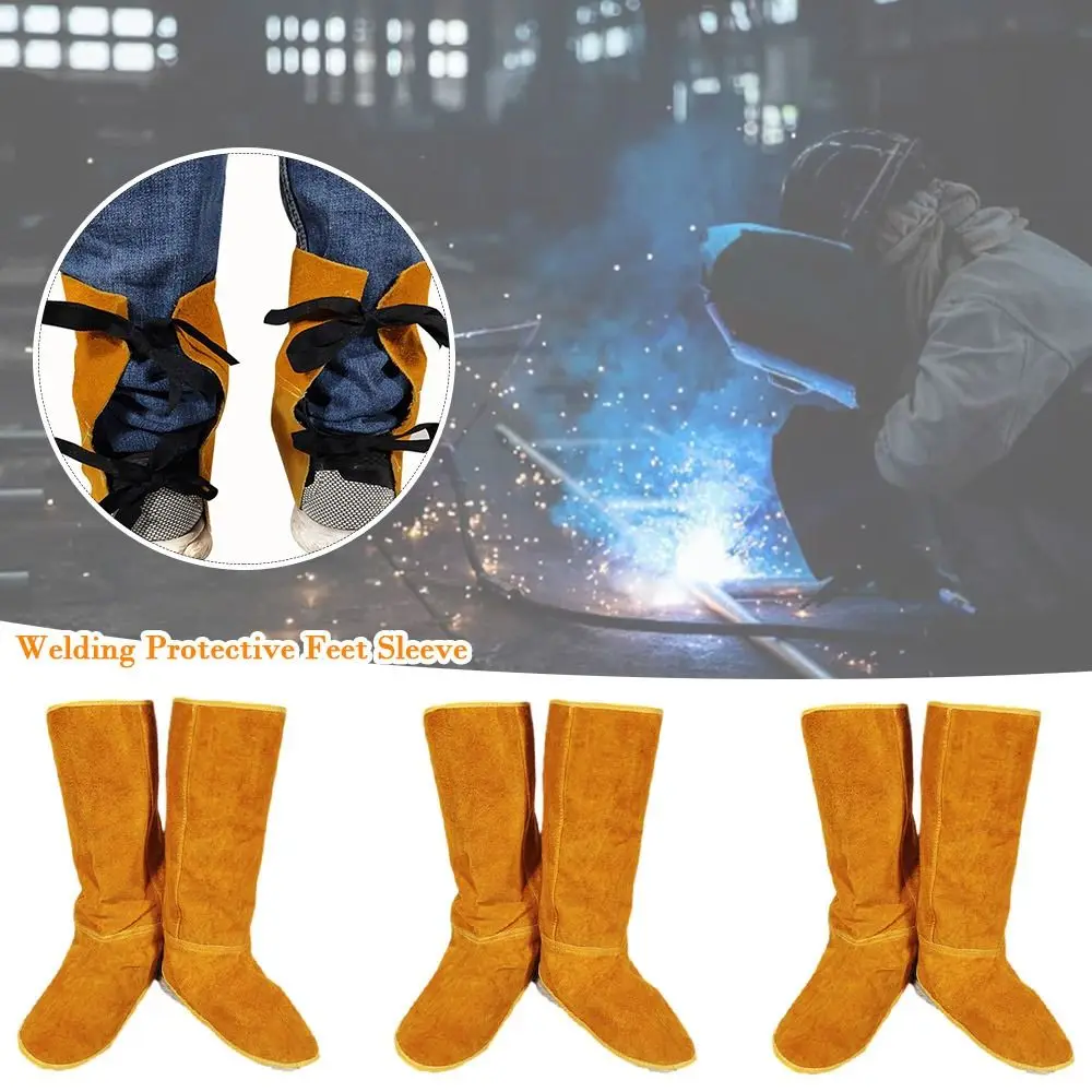 Thermal Insulation Cow Leather Welding Boot Safety Flame Resistant Anti Scalding Shoes Covers Foot Protection Working Sleeves