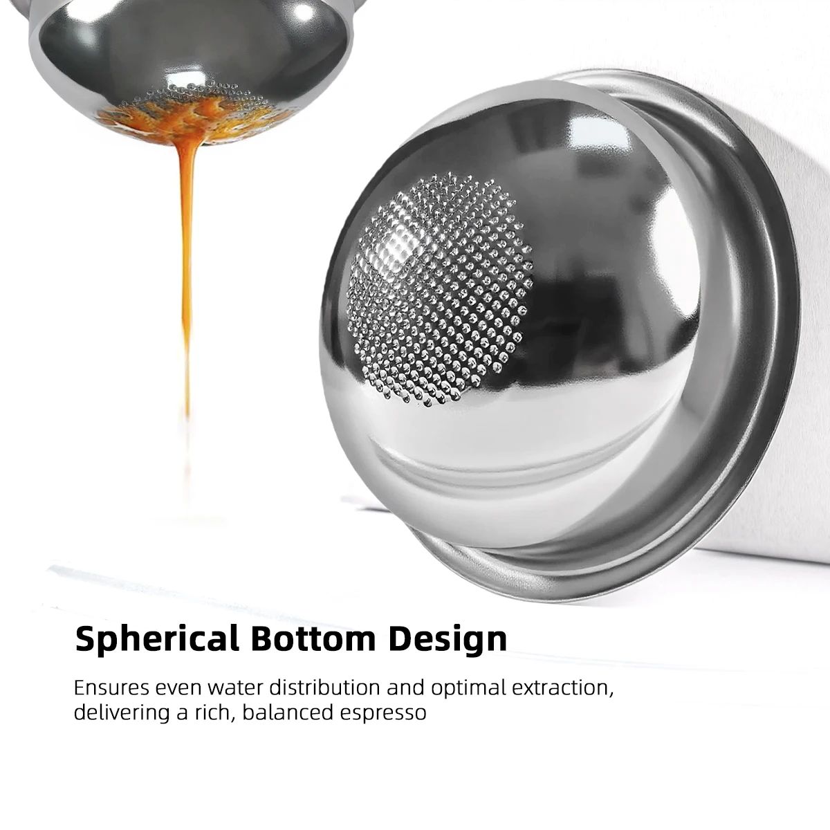 58mm Espresso Portafilter Basket Stainless Steel Filter Basket Spherical Bottom Design For Even Espresso Extraction
