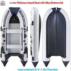 0.9mm Thickness Assault Boat with Alloy Bottoms Set for River Lake 0.9mm Inflatable Boat with V Shaped Keels 3+1 Air Chamber