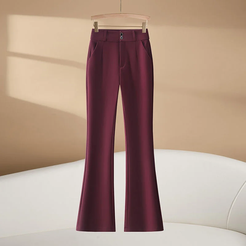 عالية الخصر متوهج السراويل السراويل في الربيع والخريف جديد عادية تنوعا سليم البدلة السراويل متوهج بناطيل كاجوال للنساء