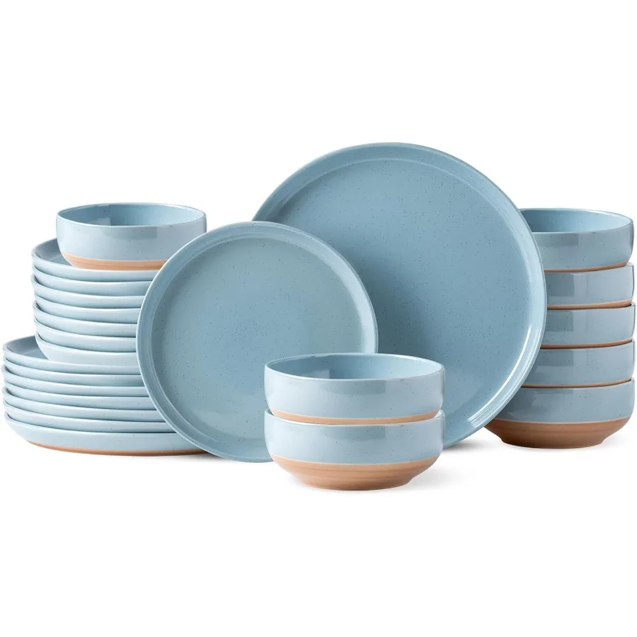 

Наборы керамической посуды на 8, 24 предмета, набор тарелок и мисок с ручной росписью и терракотовой подкладкой, устойчивый к царапинам