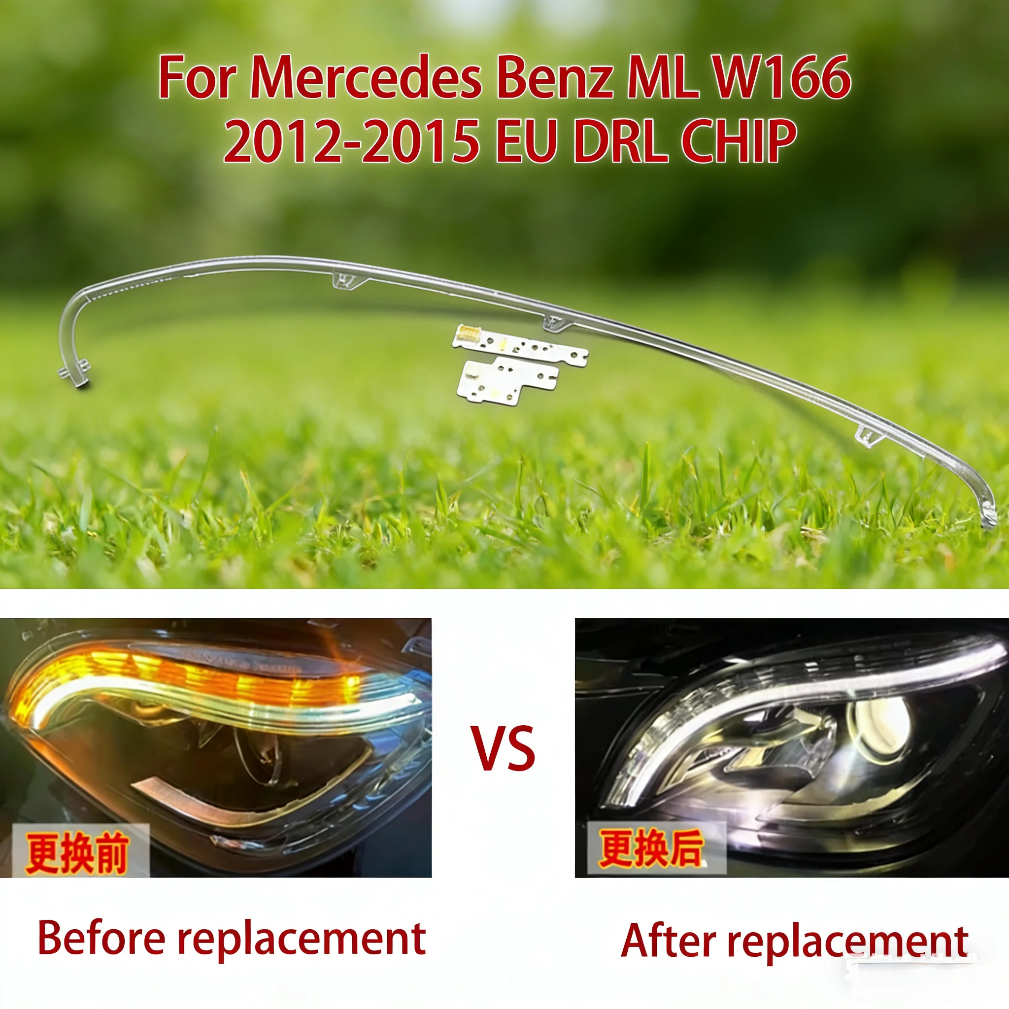 

The Light Source Module For Mercedes-Benz Car Headlights DRL CHIP White Light Angel Eye Conduit Strip ML W166 12-2015 Ballast EU