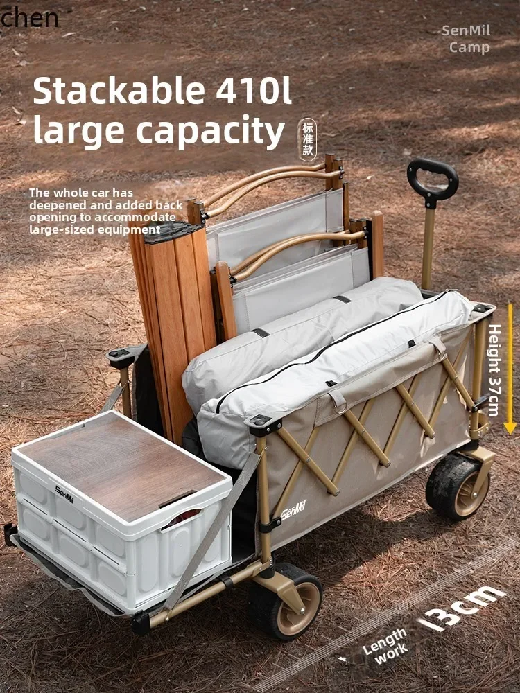 HXL Camping Cart Collapsible Outdoor Folding Camping Picnic Children's Reclining Large Tow Camp Handcart