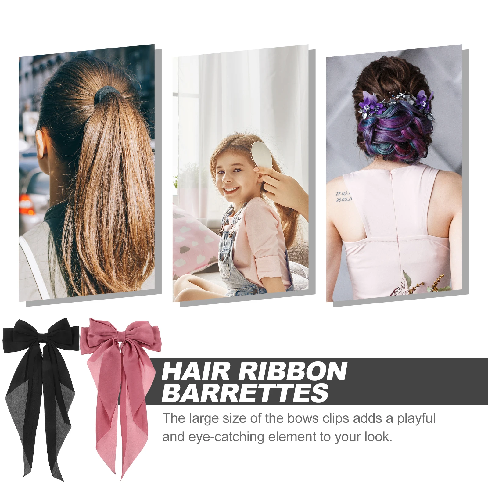 

2Pcs Large Hair Bows Clips Elegant Barrettes Women Teens Fashionable Hair Accessories Special Occasions Everyday Glamour