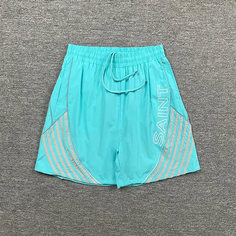 2026 Summer New SAINT Unisex Shorts Elastic Waist Vertical Letter Stripe Side Print Sports Shorts