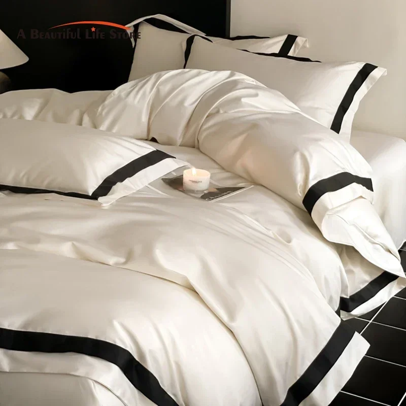 800TC Egyptian Cotton Luxury Solid Color Hotel Style Bedding Set Queen King Size Duvet Cover Flat/Fitted Bed Sheet Pillowcases