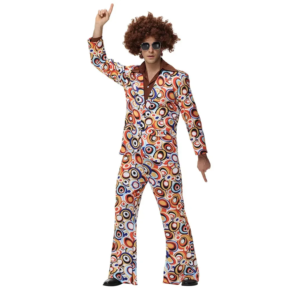 Halloween Party Disco Adult Couples Hippie Costumes Women Male 70s 80s Rock Disco Cosplay Outfits Dance Fantasia Costume