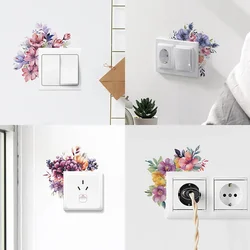 Flower Switch Stickers Green Leaves Plants Wall Sticker Tropical Switch Wallpaper Self-Adhesive Wall Decals Home Decor DIY