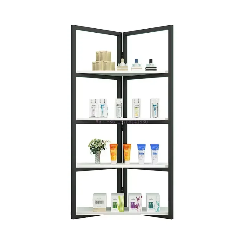 for Steel and Wood Multi Layer Display Rack for Cosmetic Samples and Barber Shop Live Display Cabinet