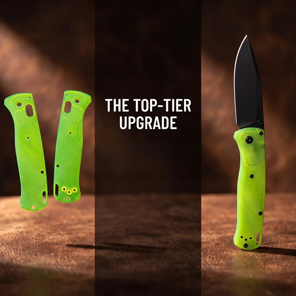 Transparent Fluorescent Green Textured PEI Handle Scales for 535, DIY Modified Knife Handle Replacement Plates
