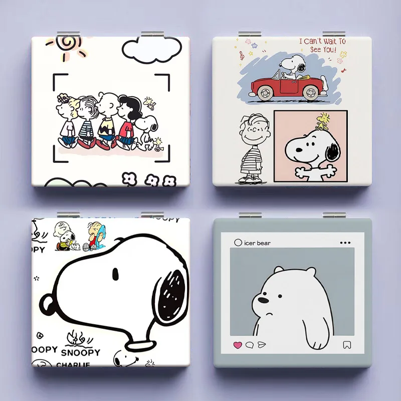 Портативное зеркало для макияжа Snoopy Student, мини-ручное расширенное портативное высокоточное двустороннее зеркало, детский подарок