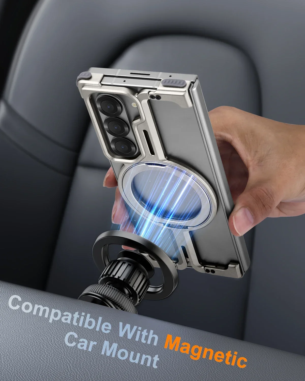 Металлический чехол Oatsbasf для Samsung Galaxy Z Fold 7 6 5 S26U с кольцом-держателем MagSafe, безрамочный, минималистичный, защитный