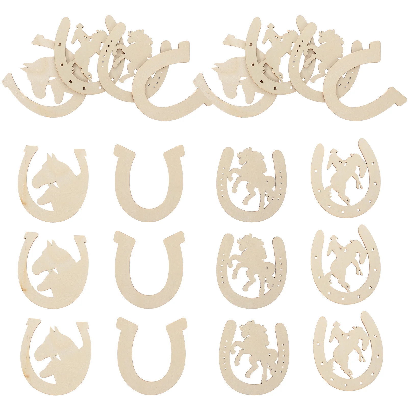 

24pcs Horseshoe Shaped Wood Slice Unfinished Diy Wooden Cutout Craft Painting Supply Decorative Pendant Smooth Surface Party