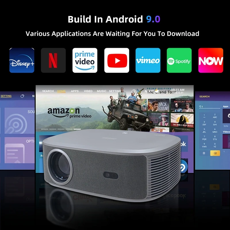 YG691 4K Projector Full HD 1080P 800 ANSI Lumens Android 9.0 WiFi 6 Video Home Theater Projector Auto Focus/Keystone Correction