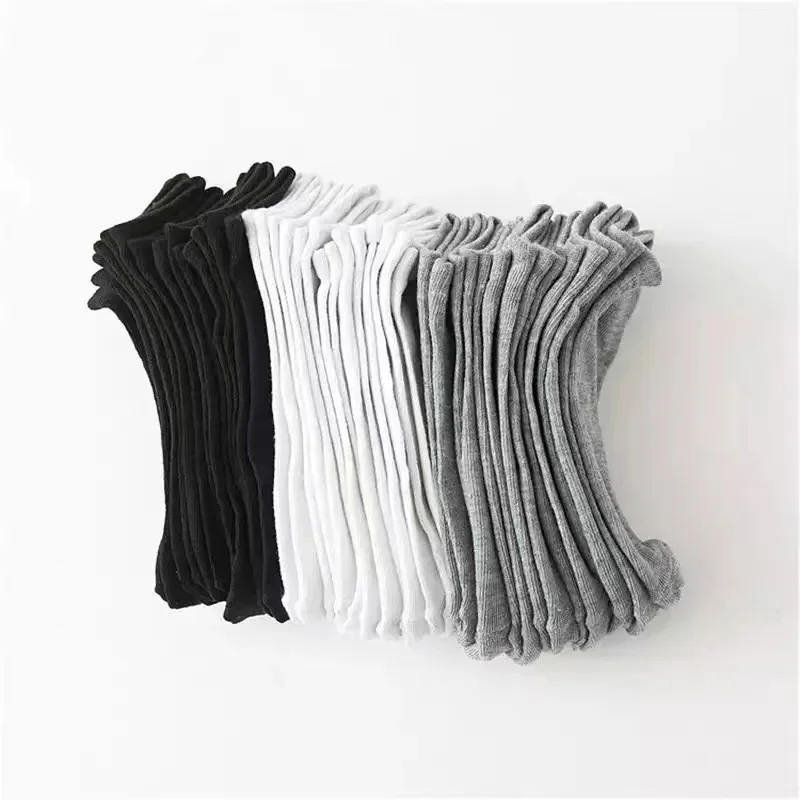 20 Stück/ Herrensocken Frühling Sommer dünne atmungsaktive weiche Polyester-Baumwollsocken schwarz Casual Business Ankle Bootssocken Größe EU38-45