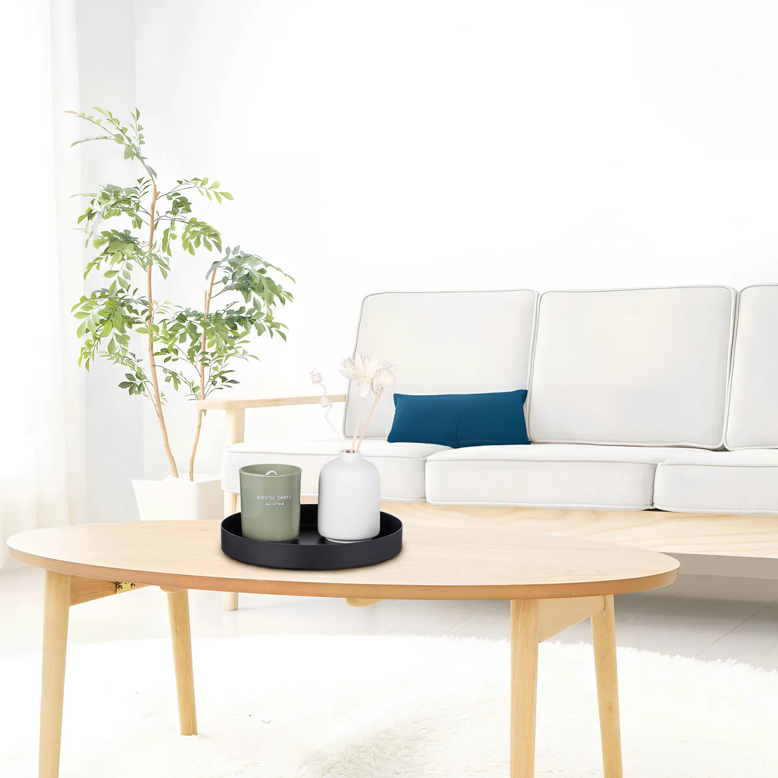 

Black Round Stainless Steel Serving Tray Suitable Size Multi-Functional Metal Tea Holder Tray for Home Decor Storage