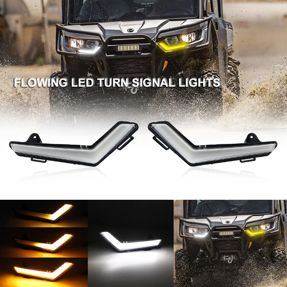 

Front Flow Turn Signal Light DRL LED Lights for Can-Am Defender 2020+ Defender Max 2020+ Commander 2021 ATV