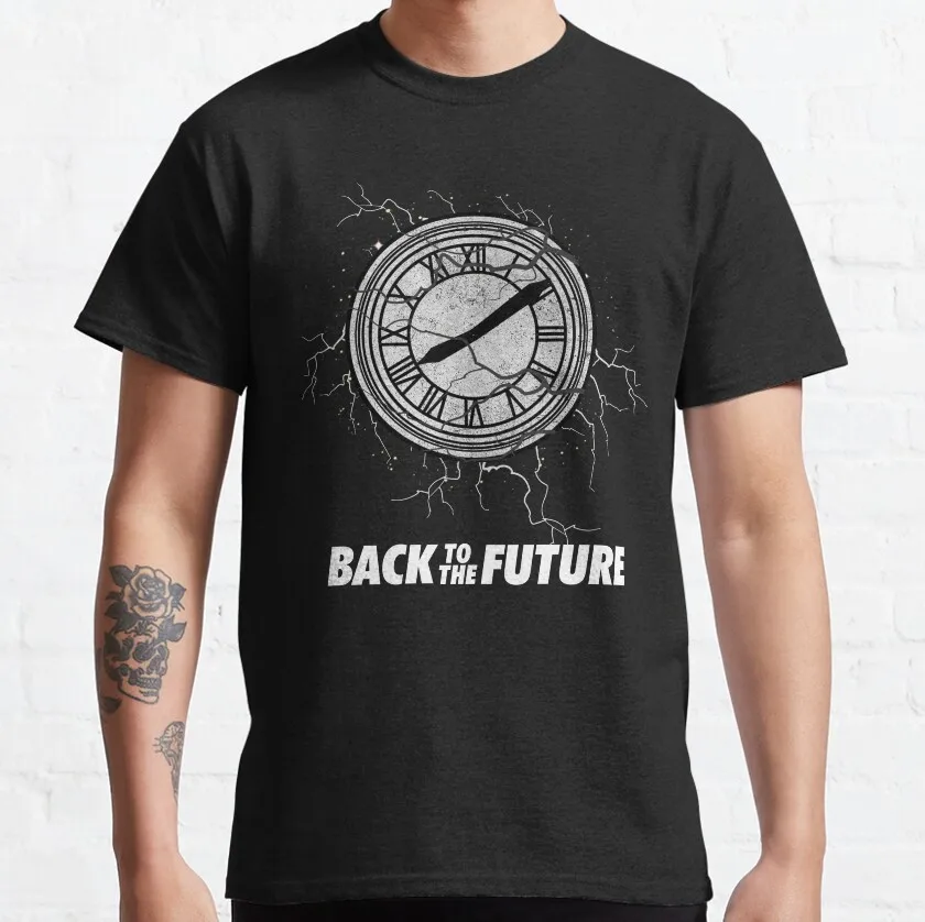 

80s retro movie back to the future sci fi time machine doc brown time travel Digital printing t shirt for men plus size clothing