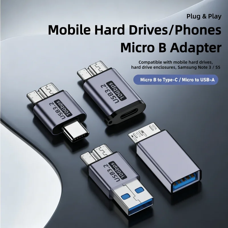 USB C 3.2 Micro B Male to Type C Female Adapter Type-C To Micro B Connector for Laptop External Hard Drive Disk Box Samsung S5