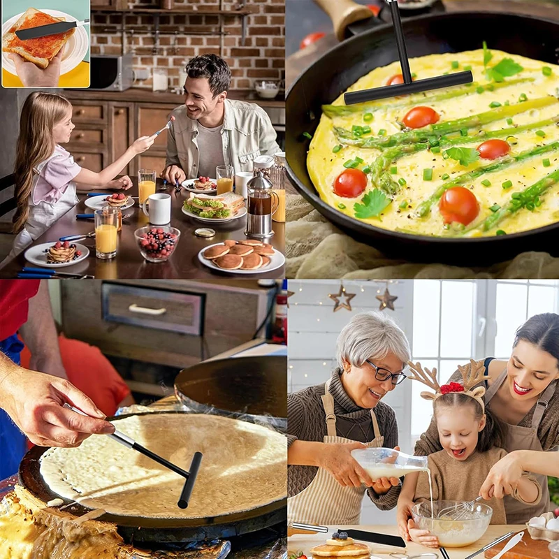 Stainless Steel French Crepe Spreader Crepe Spreader and Spatula Kit Pancake Like Batter Spreading Tools Pancake Cooking Tools