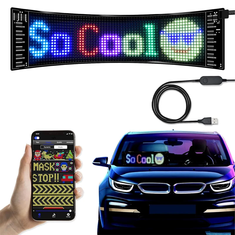 

Programmable Led Sign Scrolling Message Shop Sign Flexible Digital Display Board Custom Text Graffiti Animation for Car Bar