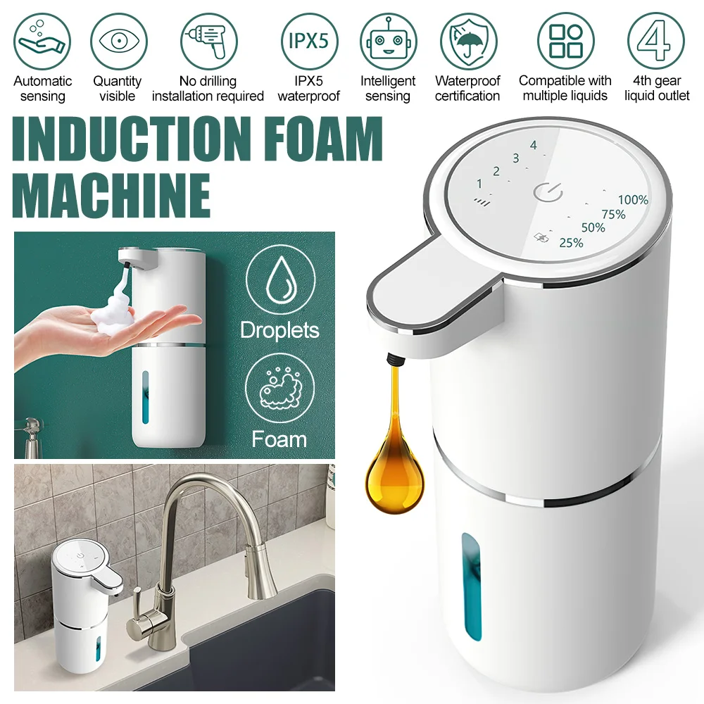 Automatic Foaming Soap Dispenser 380ml Touchless Sensor Foaming Soap Washing Hand Machine USB Rechargeable 4 Level Adjustable