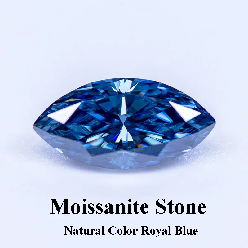 

Moissanite Stone Natural Color Royal Blue Gemstone Marquise Cut Lab Grown Diamond Woman Charms Jewelry Making GRA Certificate