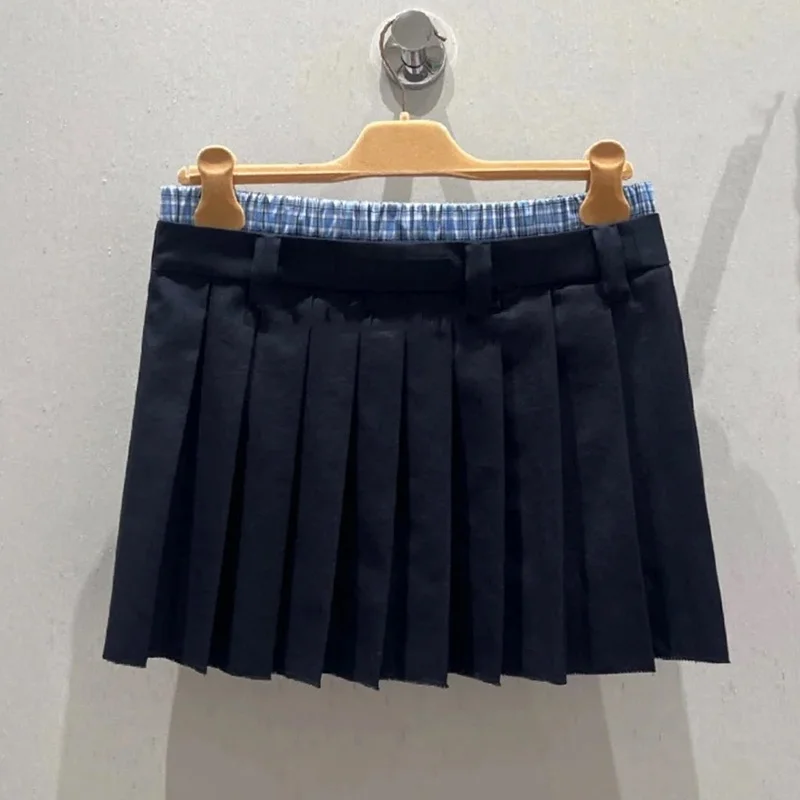 

Женская клетчатая юбка трапециевидной формы с высокой талией для поездок на работу Busin Ci, повседневная юбка средней длины Ele Sli