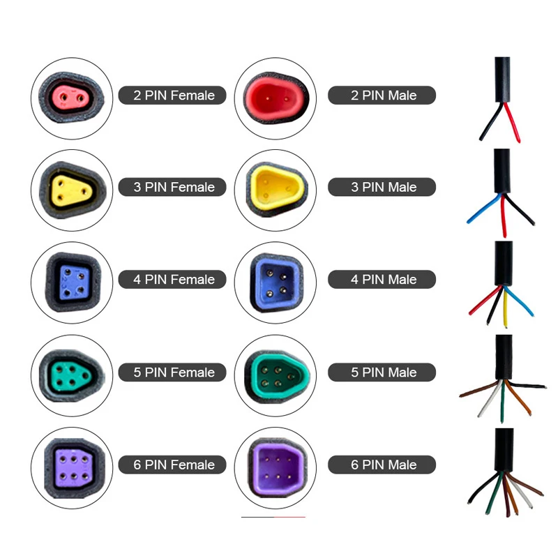 Waterproof 2 3 4 5 6Pin male female Cable Connector Base Connector For Ebike Display Pin Optional Cable Ebike Accessories v