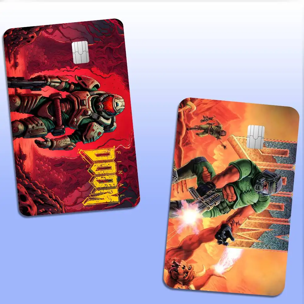 Shooting Game D-Doom Game Anime Sticker Film Skin Cover Case For Small Large No Chip Debit Credit Card Front Side