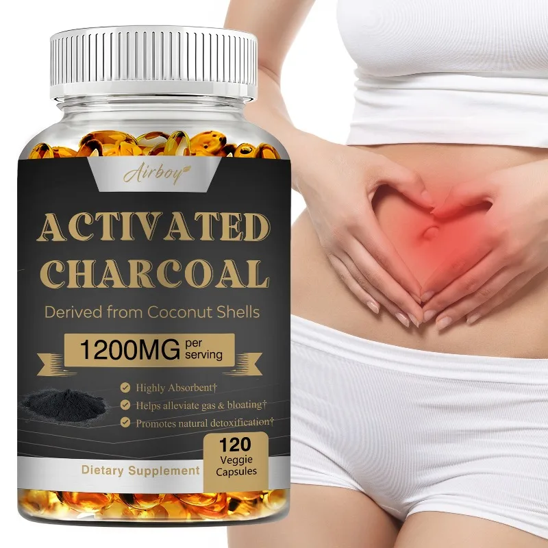 Activated Charcoal Capsules - Helps Relieve Gas and Bloating, Detoxification, Supports Intestinal and Digestive Health
