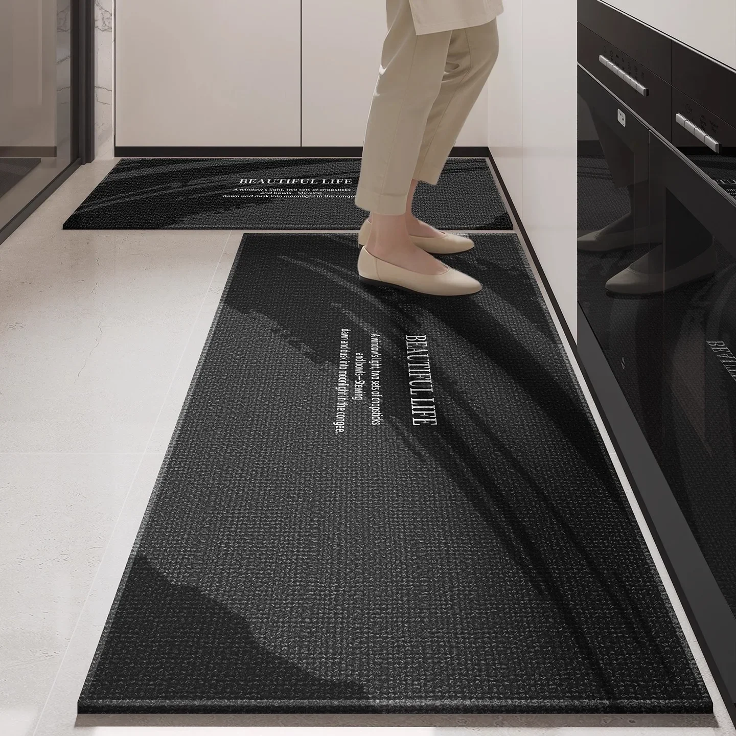Kitchen Rug Long Floor Mat Black Carpet Durable Floor Mats Home Decor Rugs Easy To Clean Alfombra De Cocina שטיח מטבח