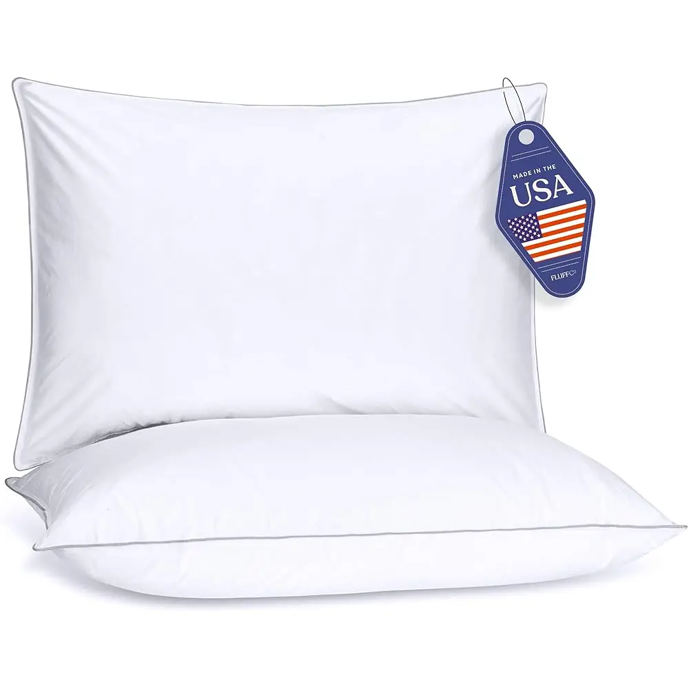 

Вниз альтернативные подушки King Size Набор из 2-х подушек King Bed для сна - Сделано в США - Охлаждающая поверхность и моющаяся Hine