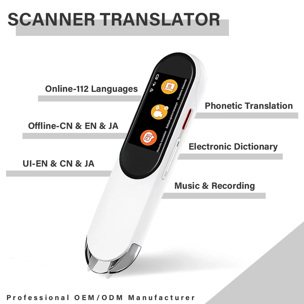 Portable 1.9inch touch screen 112 language english translation system simultaneous translation equipment pen scanner