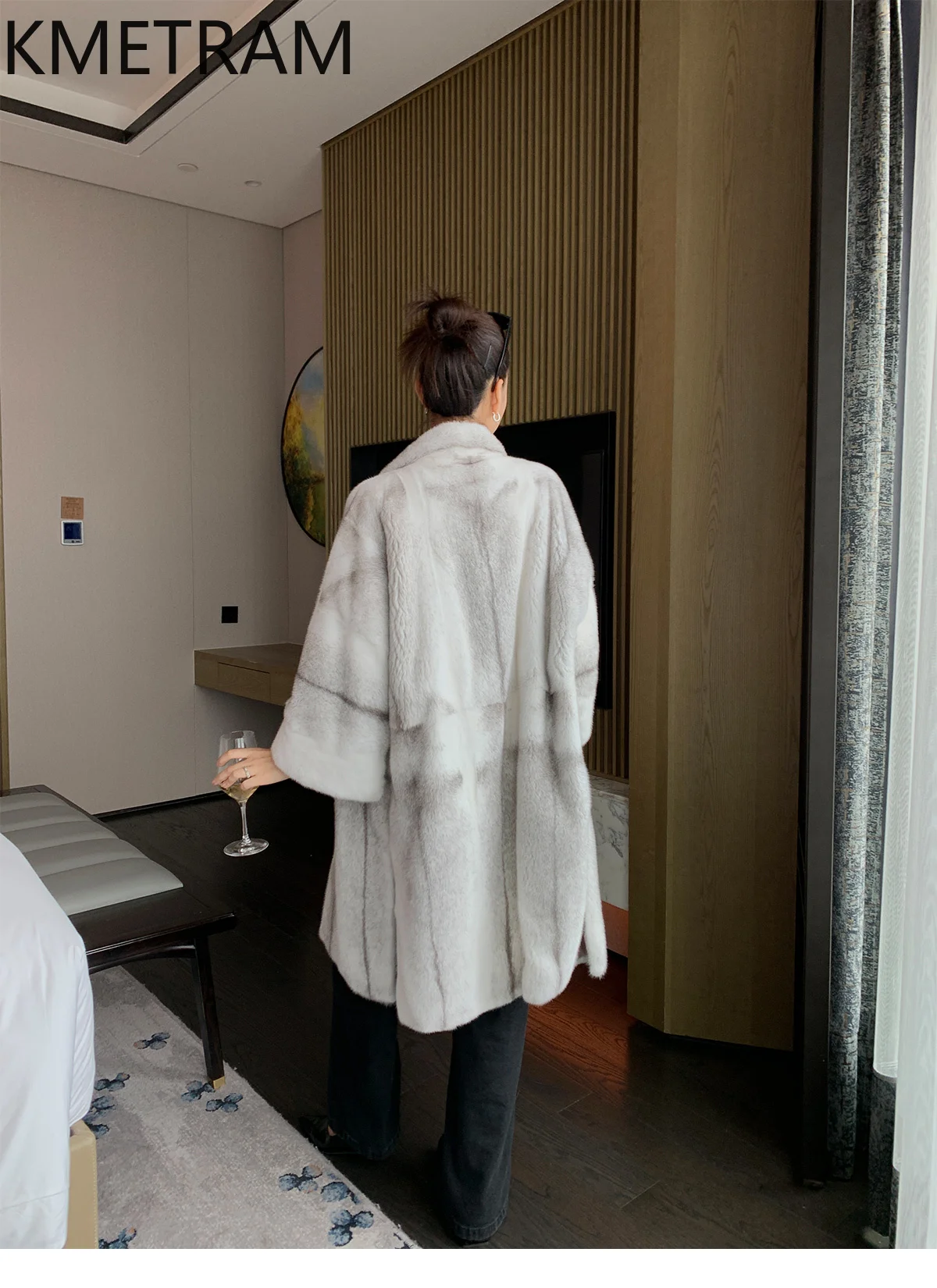 เสื้อแจ็คเก็ตขนมิงค์แท้ KMETRAM 100% สีเงิน รุ่นครอส สำหรับผู้หญิง เสื้อโค้ทขนสัตว์แท้ ความยาวปานกลาง หรูหรา สำหรับฤดูหนาว ปี 2025 เสื้อผ้าผู้หญิง ชูบา เจนสกายа