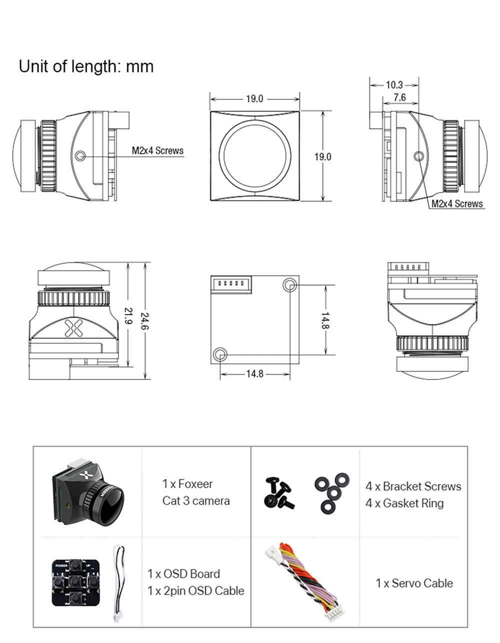 Foxeer Cat 3 Micro Mini FPV Camera 1200TVL 0.00001Lux FPV Night Camera For RC Racing Drone