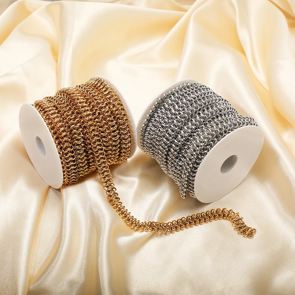 1 Meter lange Schlangenknochenkette aus Edelstahl mit 8-förmigen Knotenketten für DIY Hip-Hop-Schmuckherstellung, Halsketten, Armbänder, Zubehör – Detail 4
