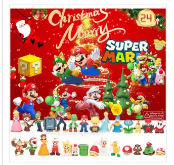 24 PCS Super Mario Set Christmas Advent Calendar Box Action Figure Toys Kawaii Anime Figure Children Toys Birthday Gifts